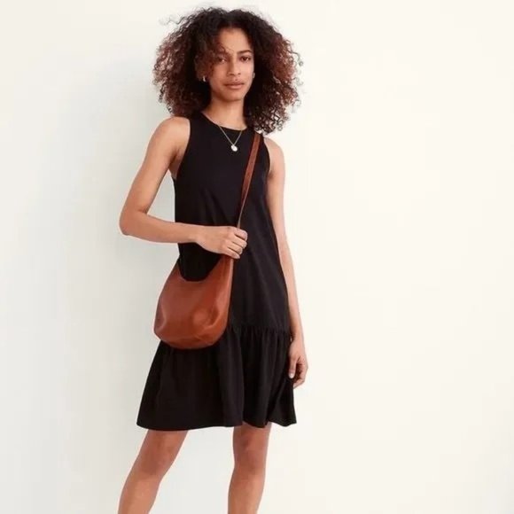 Madewell Dresses & Skirts - Madewell Brightside Ruffle Tank Mini Dress Size S Black Neutral High Neck Casual